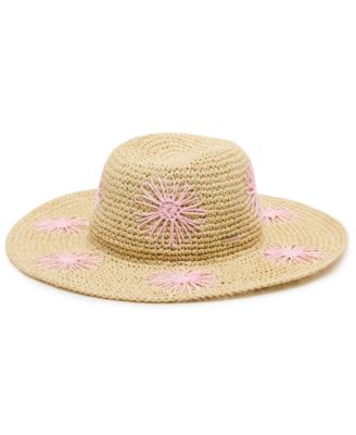 Floral Embroidered Straw Hat