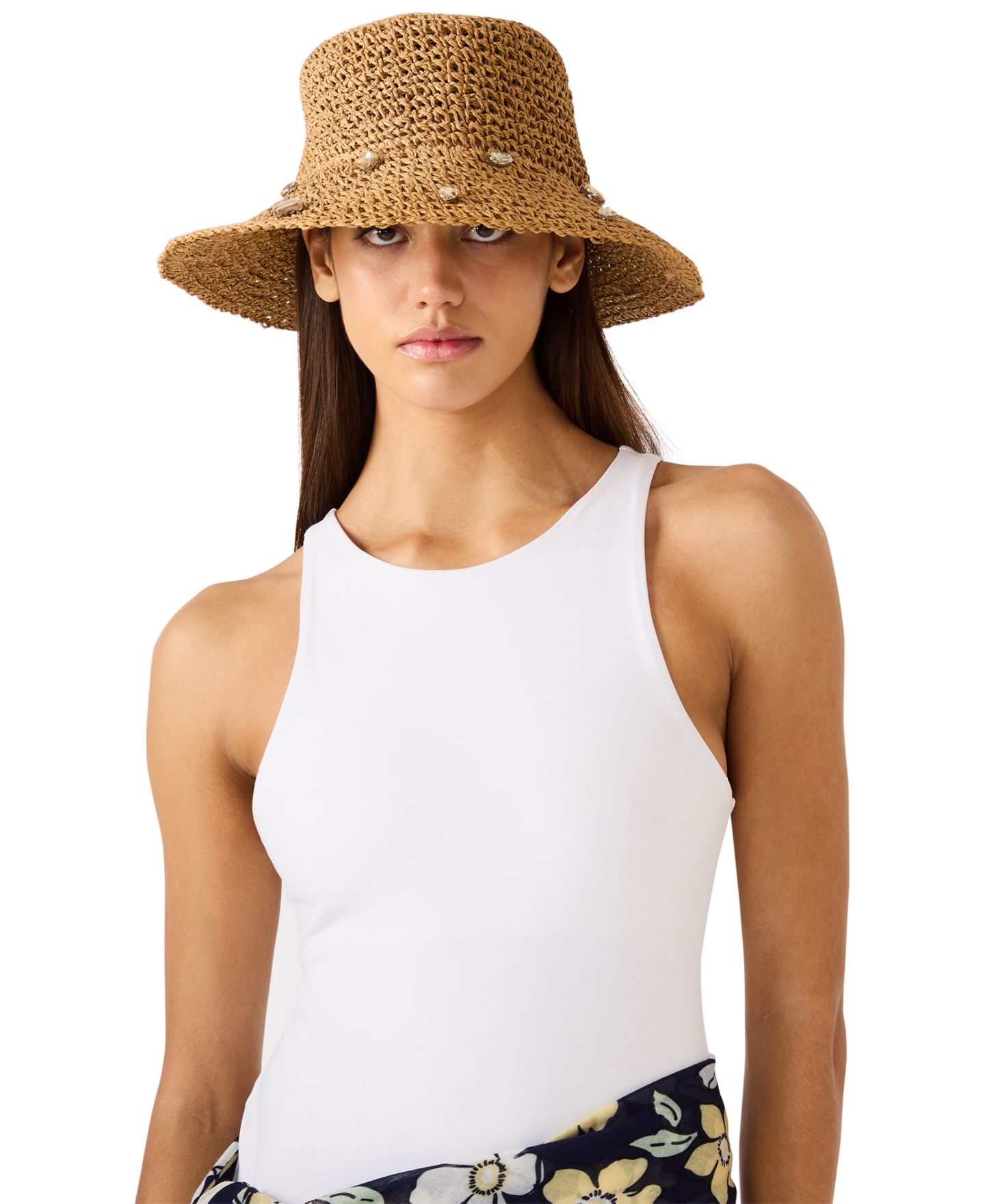 Женская панама Steve Madden Candy Crush Rhinestones Bucket Hat, цвет: Рыжевато-коричневый — фото 3