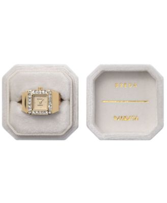 Women's x Dalmata Time Ring Clear Crystals and Gold Expandable Ring Watch, 15mm