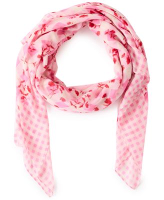 Gingham Floral Square Scarf