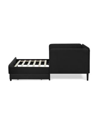 Streamdale Twin Upholstered Platform Bed Frame w/ 2 Drawers, Black