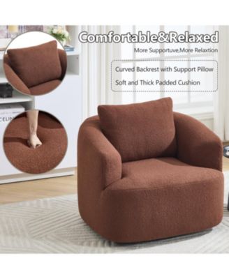 Streamdale Swivel Teddy Fleece Comfy Chair with Pillow