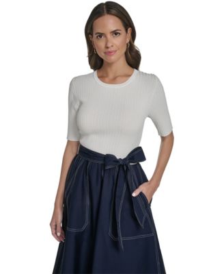 Women's Knit Bodice Twofer and Midi Skirt Dress