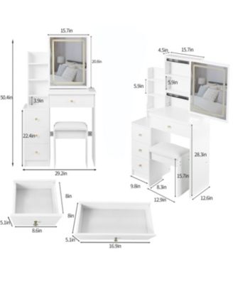 Streamdale Compact Bedside Vanity Table with LED Mirror