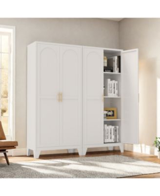61" Metal Storage Cabinet with Adjustable Shelves (White)