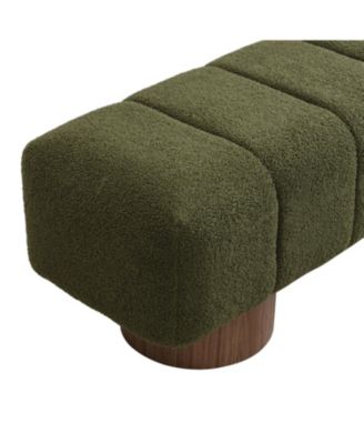 Green Boucle Upholstered Dining/Entryway Bench (300 LBS)