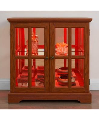 Elegant LED Curio Cabinet - Antique Retro Design, Adjustable Shelves - OAK