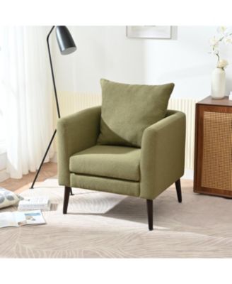 Streamdale Ergonomic Barrel Chair with Waist Pillow and Solid Wood Legs