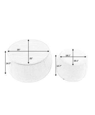 2-in-1 Round Ottoman End Table