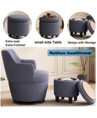  360 Swivel Accent Chair with Ottoman & Nail Trim