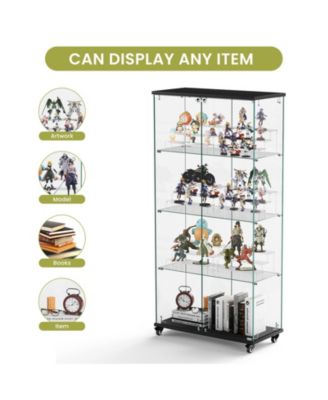 + 31.5"L x 14.2"W x 65.1"H + Glass + 4-Tier, 6 Shelves, Double-Door + Display Cabinet