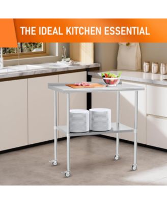 Stainless Steel Table 30x36" w/ Adjustable Shelf & Wheels