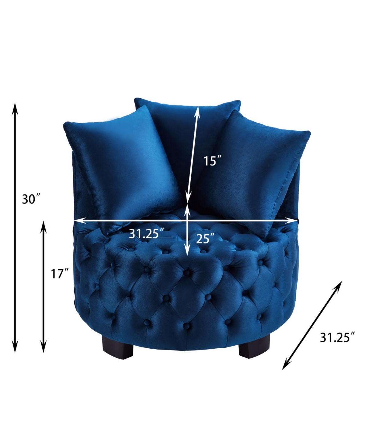 Streamdale Furniture Contemporary Upholstered Tufted Leisure Chair Accent Chair Navy