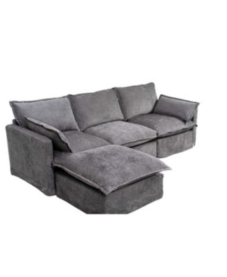 Modern L-Shaped Sectional Sofa with Ottoman