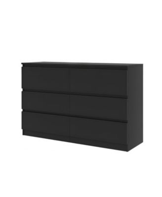 6 Drawer Black Dresser - Modern Bedroom Storage Cabinet