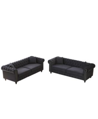 Modern 6-Seat Sofa with Wood Frame & Cushions