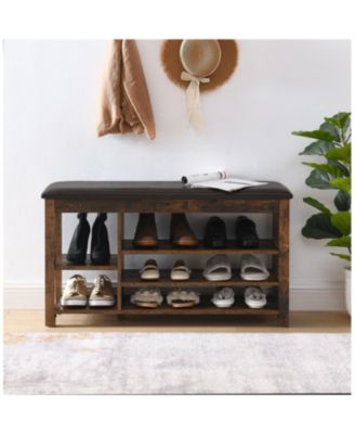 Streamdale Rubberwood Shoe Bench with Storage