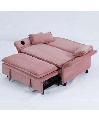 Pink Striped Sofa Bed - Adjustable Arms & Back - 65.74-inch