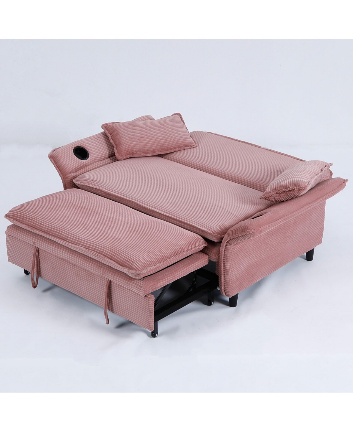 Streamdale Furniture Pink Striped Sofa Bed - Adjustable Arms & Back - 65.74-inch
