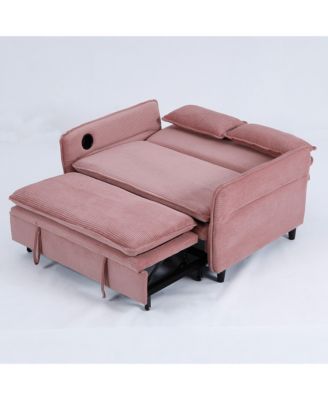 Pink Striped Sofa Bed - Adjustable Arms & Back - 65.74-inch