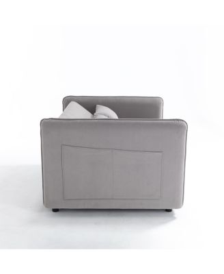 Streamdale 55" Velvet Futon Sofa Bed with Pillows & Side Pockets