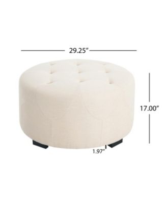 Button Tufted Round Ottoman, Beige, Small version