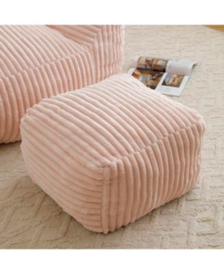 Giant Pink Plush Bean Bag Chair with Footstool