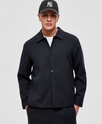 Men's Relaxed Solid-Color Coach's Jacket