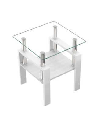 2 Modern Glass Tea/Coffee Tables - Transparent/White