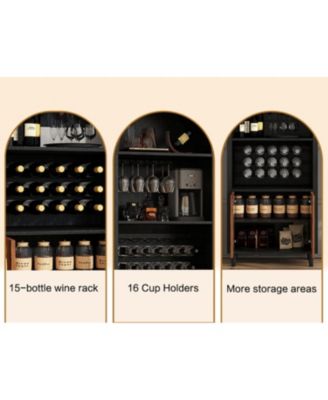 + 71" + Wood (assuming material is wood) + Wine Rack & Glass Holder + Wine Bar Cabinet