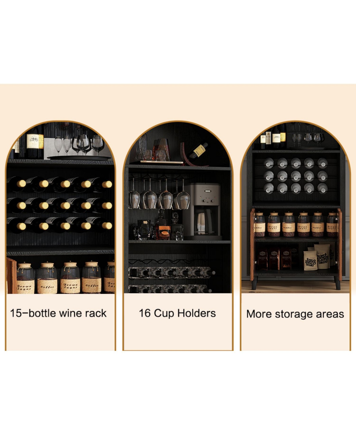 Streamdale Furniture + 71" + Wood (assuming material is wood) + Wine Rack & Glass Holder + Wine Bar Cabinet