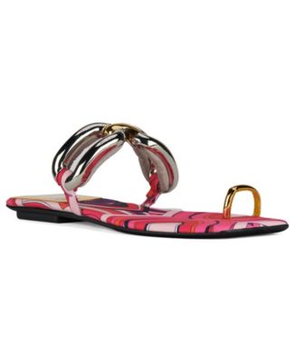 Women's Guilded Chain-Embellished Flat Sandals