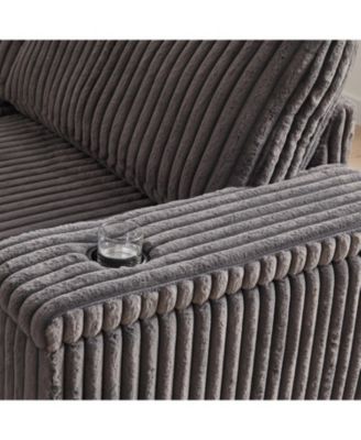 Streamdale Oversized Corduroy Corner Sofa w/ Storage, USB, Cup-holder