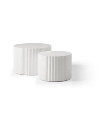 White Round Nesting Coffee Tables (Set of 2)