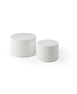 White Round Nesting Coffee Tables (Set of 2)