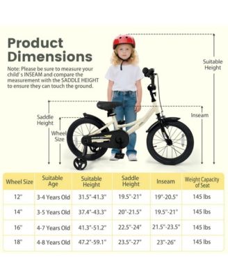 Kids Training Bike with Adjustable Seat Dual Brake System and Rubber Tires