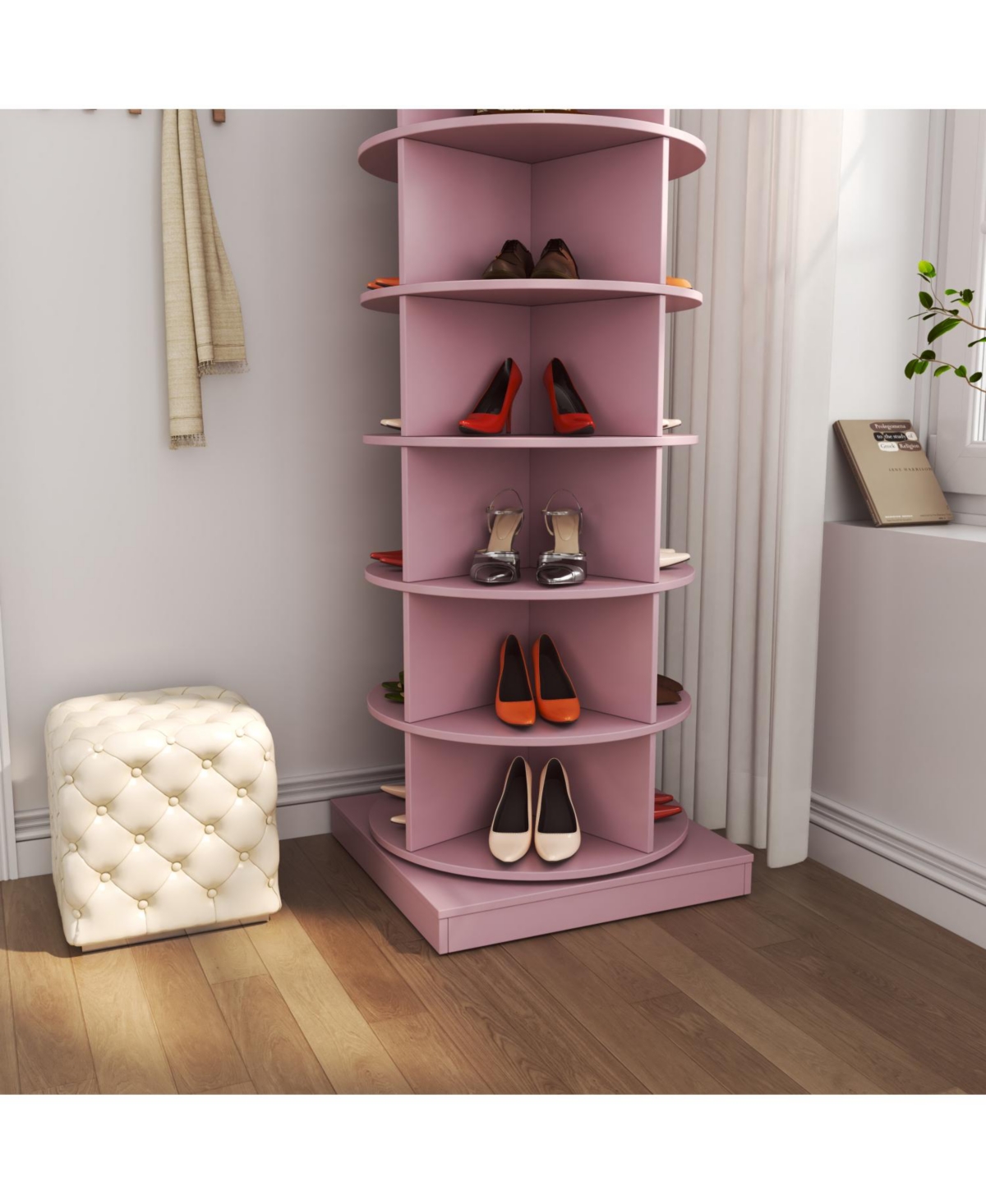 Streamdale Pink 360 Rotating shoe cabinet 6 layers