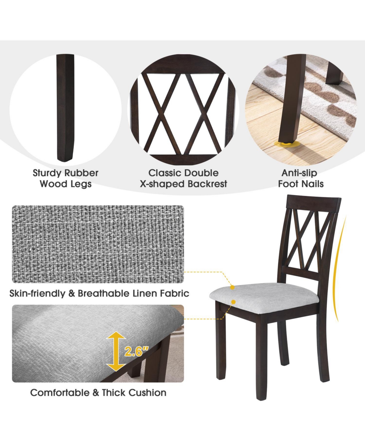 Streamdale Furniture Foldable Extendable Dining Set, 5 Piece