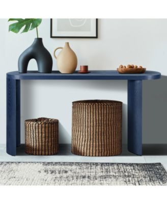 Navy Blue 60" Entryway Table with Curved Legs