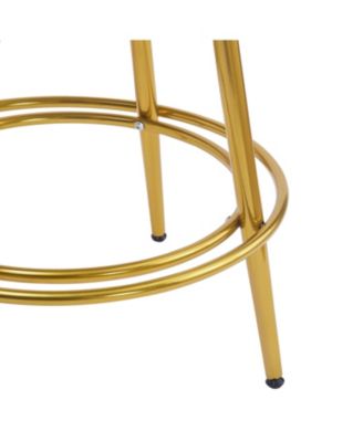 Modern Velvet Counter Stool Set, Light Gray with Iron Frame, 27.65