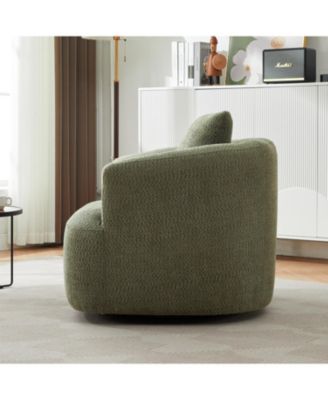 360 Swivel Accent Barrel Chair with Throw Pillow