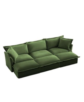  Chenille 3-Seat Sofa with Ottomans