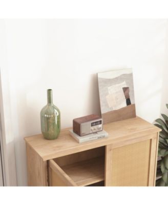 Rattan Door Mid-Century Modern Storage Cabinet