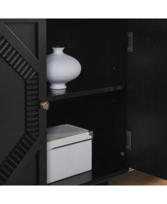 Retro Wooden Sideboard Buffet Cabinet - Black