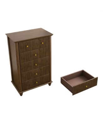 Streamdale Fluted 5-Drawer Dresser - Walnut