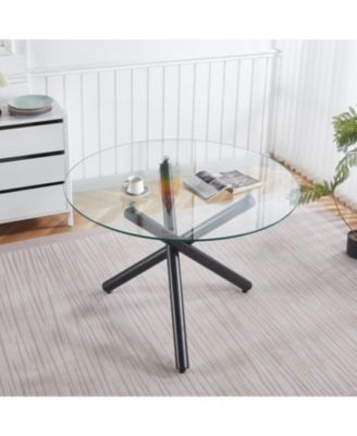 Glass Dining Table - Modern Kitchen Table 110cm