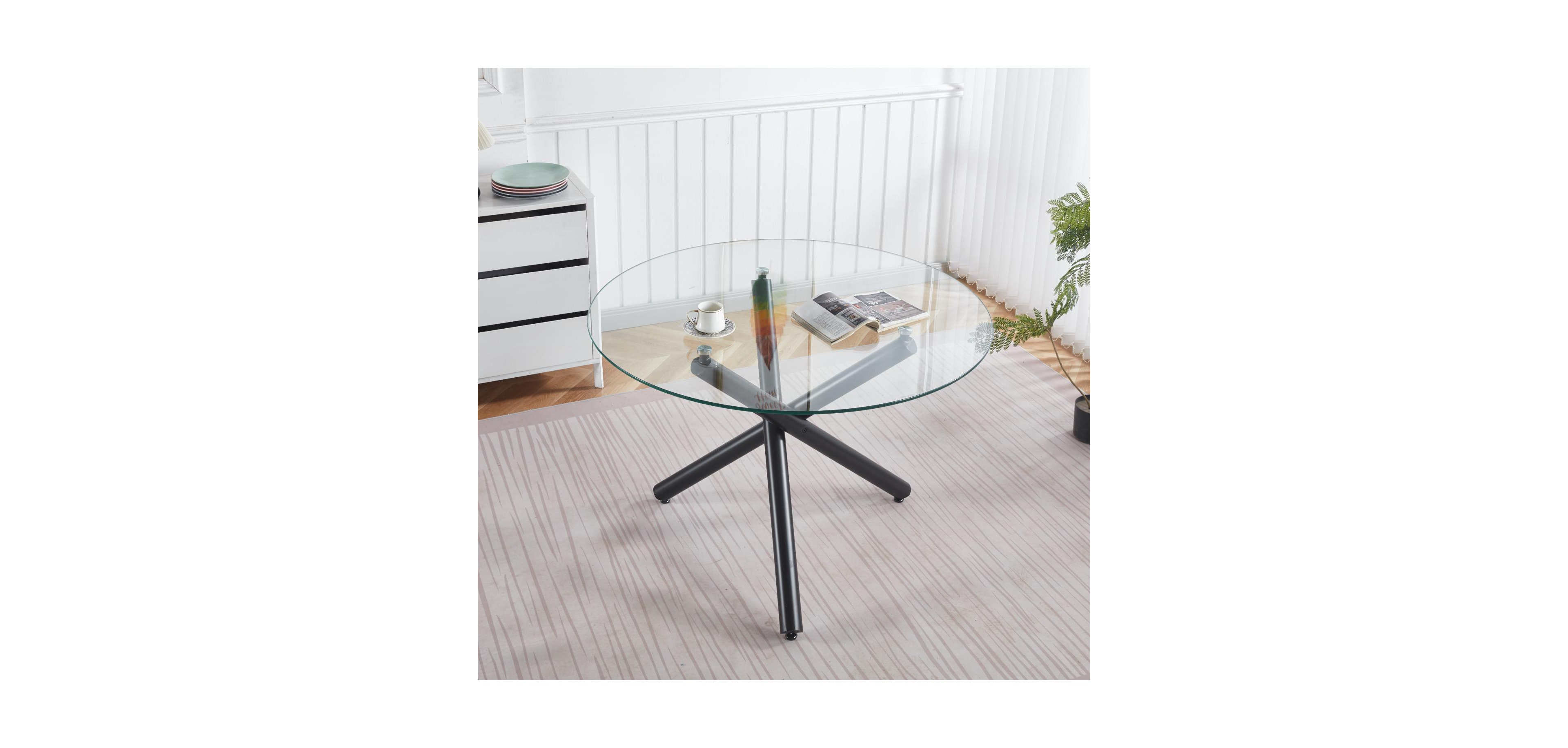 Streamdale Furniture Glass Dining Table - Modern Kitchen Table 110cm