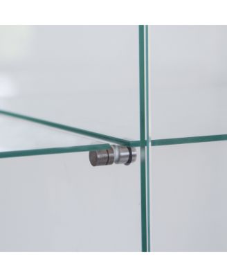 Tempered Glass Display Cabinet w/ LED, Lock, Mirror Back