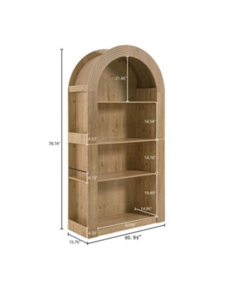 Arched Bookcase, 78.74" Tall, Mid Century Modern, 4-Tier