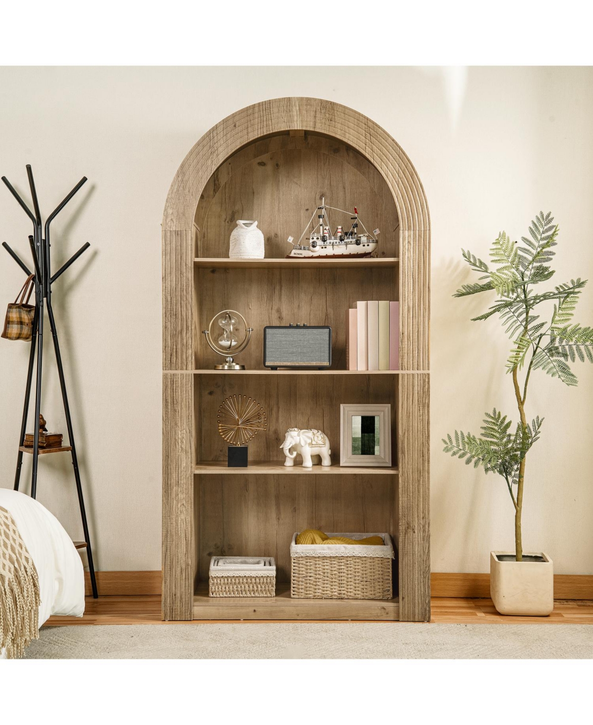 Streamdale Furniture Arched Bookcase, 78.74" Tall, Mid Century Modern, 4-Tier